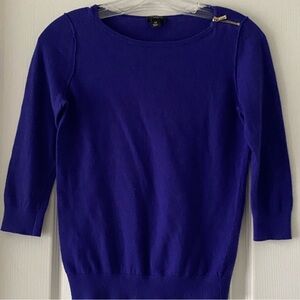 Ann Taylor Scoop Neck Sweater w. Zipper Shoulder Accent | Size: SP | Blue